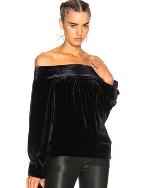 Marissa Web Amelie Velvet Off Shoulder Cocktail Special Occasion Top Blouse